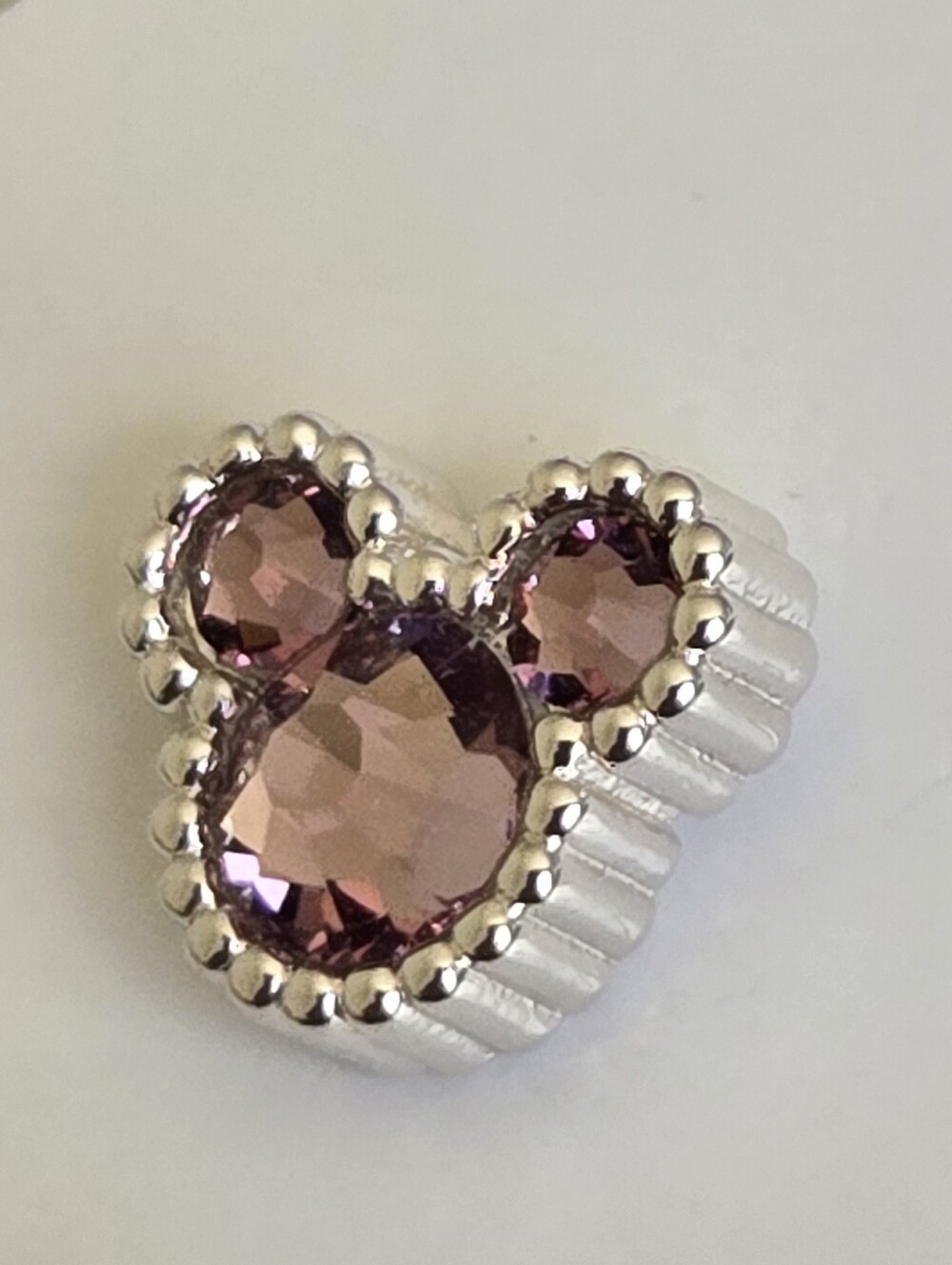 Mickey JUNE Birthstone Earrings - Silver plated with Light Pink CZ - Picture 7 of 9
